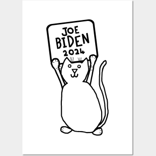 Cute Cat and Joe Biden 2024 Sign Posters and Art